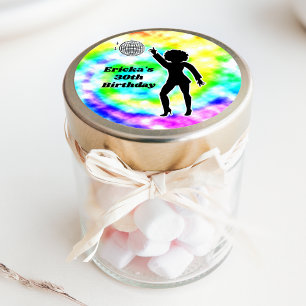 Sticker Rond Disco Party Tie Dye Adulte Retro Anniversaire