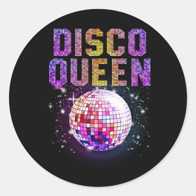 Sticker Rond Disco Queen Art Pour Femmes Filles Funk Musique Di (Devant)