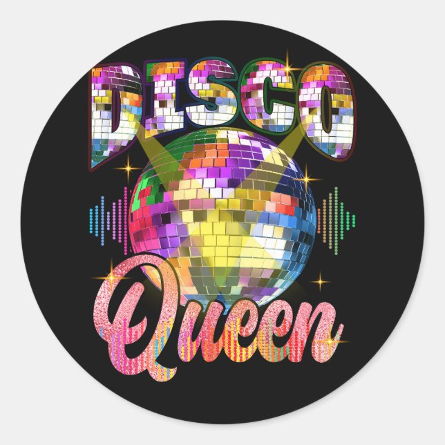 Sticker Rond Disco Queen les années 70 Danses Thématiques Soixa (Devant)