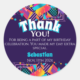 Sticker Rond Disco Retro Anniversaire Merci