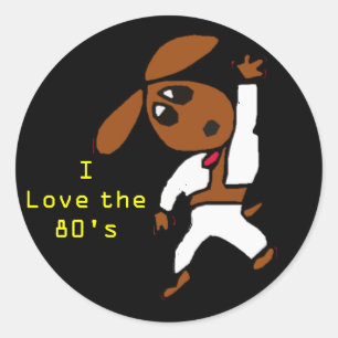 Sticker Rond discodox, I Love the 80's