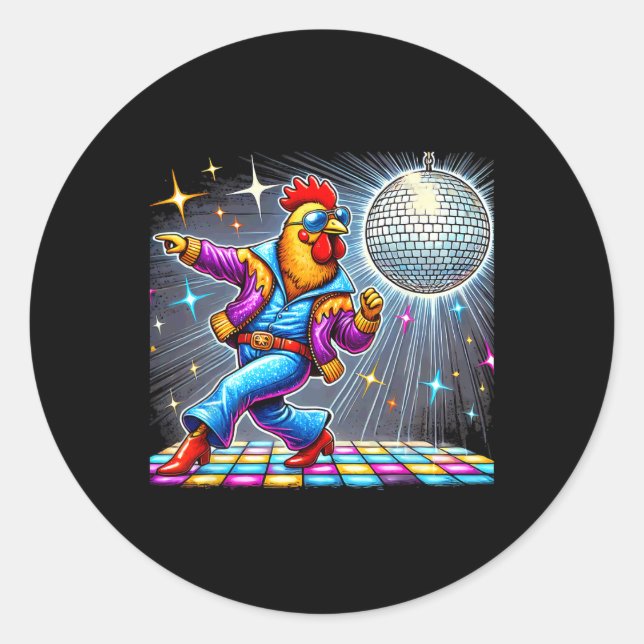 Sticker Rond Discothèque esthétique pour la danse du poulet (Devant)