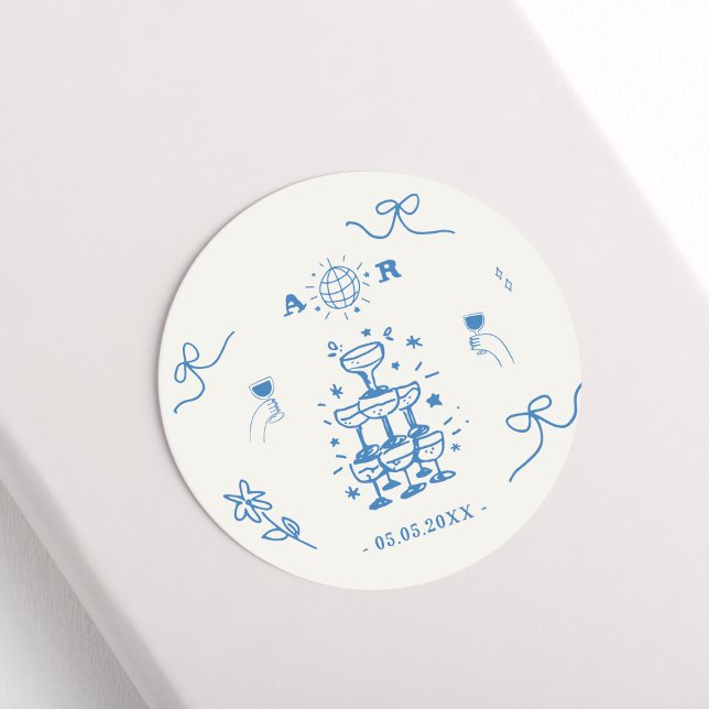 Sticker Rond Discothèque Whimsical Tirée À La Main Monogramme M (Créateur téléchargé)