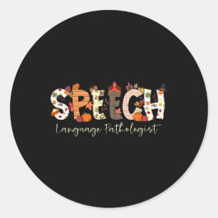 Sticker Rond Discours Langue Pathologiste Slp Citrouille Automn