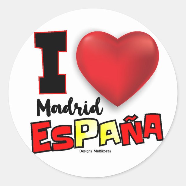 Sticker Rond Diseño quiero a Madrid España pegatina etiqueta (Devant)