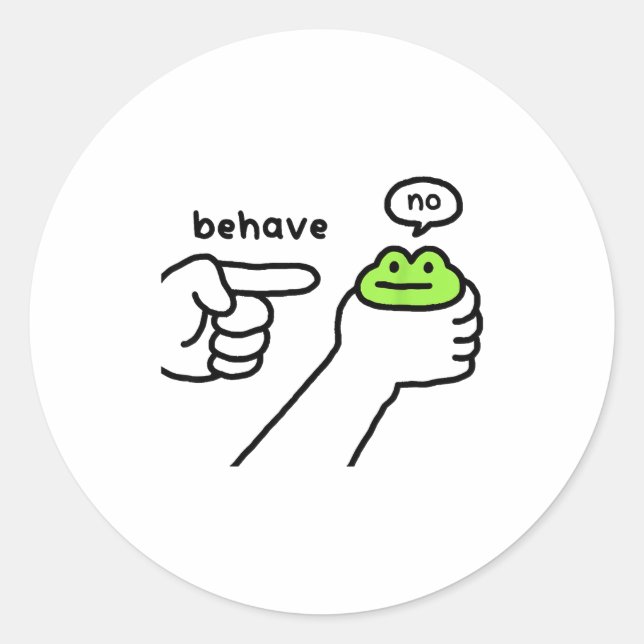 Sticker Rond Dishonest Frog Funny Frog Meme Behave No Cartoon D (Devant)