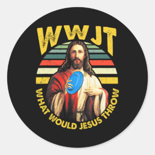 Sticker Rond Disk Golf Que Jésus Jeterait Frisbee Golf Wwjt
