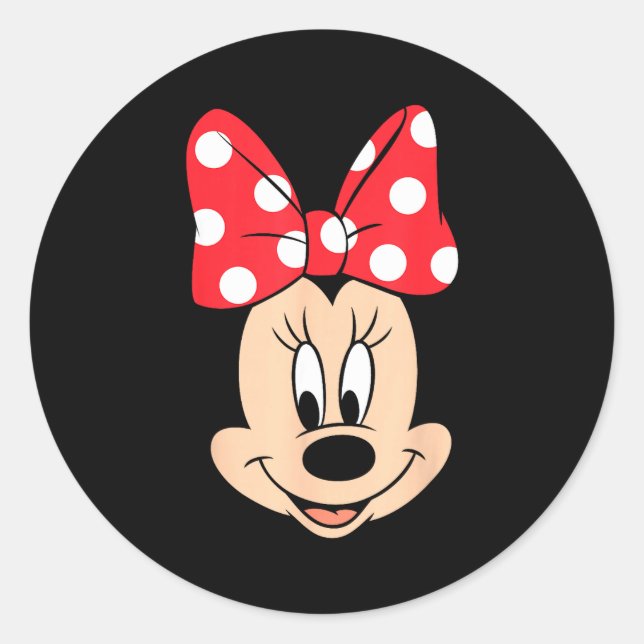 Sticker Rond Disney Minnie Mouse Polka Dot Bow Big Face  (Devant)