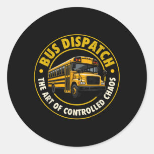 Sticker Rond Dispatchiste d'autobus scolaire