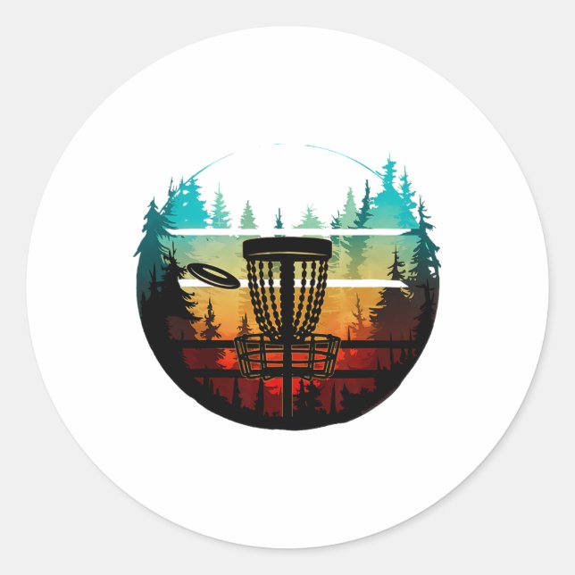Sticker Rond Disque cool Golf Dans Les Arbres Disque Golf (Devant)