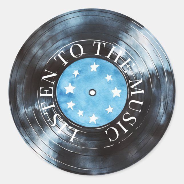 Sticker Rond Disque de musique Aqua Blue Black (Devant)