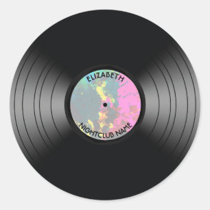 Sticker Rond Disque De Musique Vinyl vintage Discothèque Ou Ven