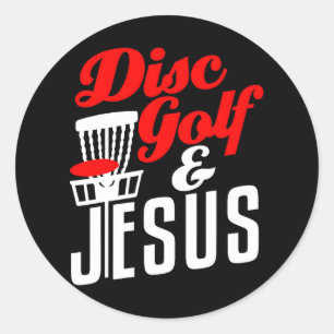 Sticker Rond Disque Golf Jesus Christian Funny Golfing Golfer