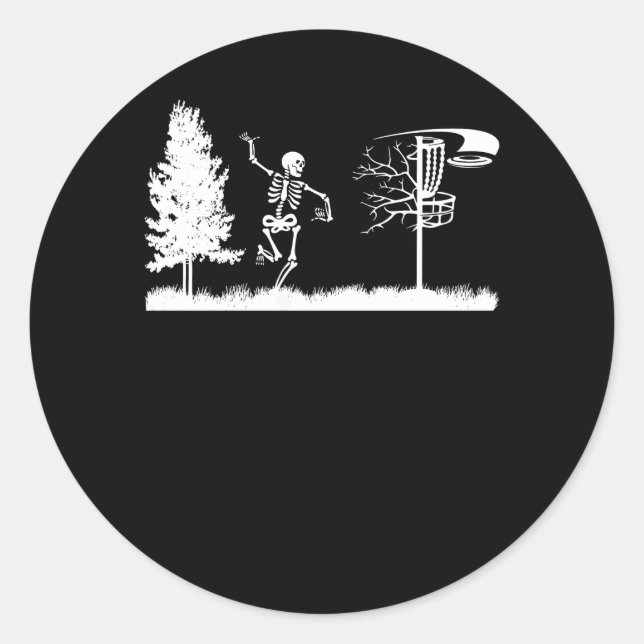 Sticker Rond Disque Golf Skeleton Disque Golf Costume Halloween (Devant)