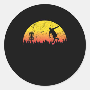 Sticker Rond Disque Sunset Golf Arbre Panier Volant