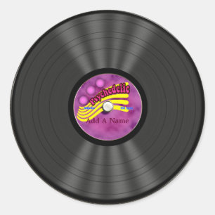 Sticker Rond Disque vinyle psychédélique personnalisé
