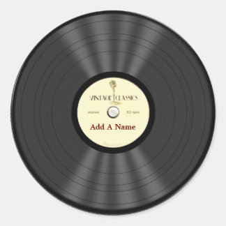 Sticker Rond Disque vinyle vintage personnalisé de microphone