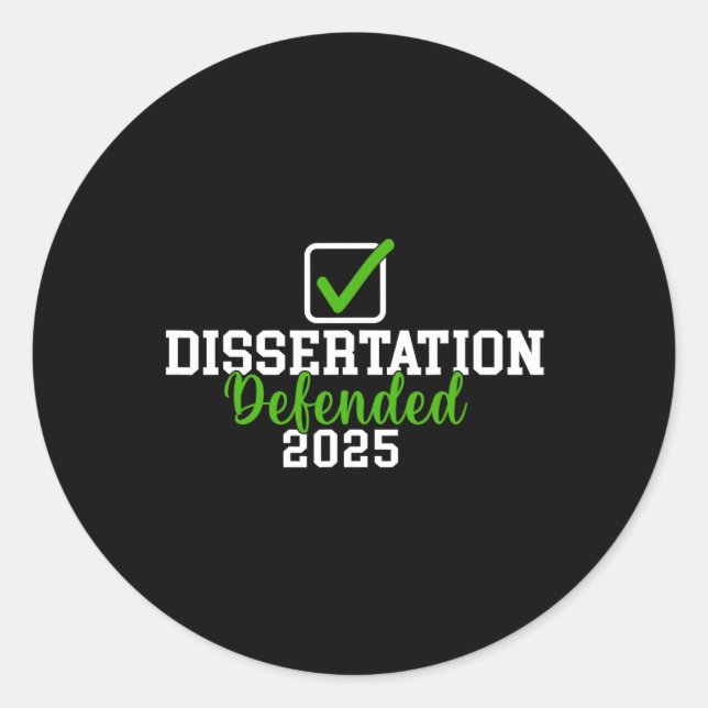 Sticker Rond Dissertation Défendée 2025 Pour Doctorat G De Doct (Devant)