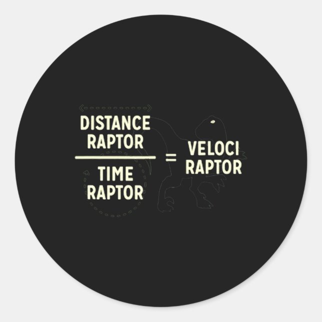 Sticker Rond Distanceraptor Velociraptor Timeraptor Dinosaur Ma (Devant)