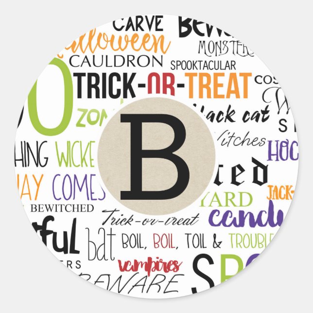 Sticker Rond Distraction Amusante Rustique Kraft Halloween Fave (Devant)
