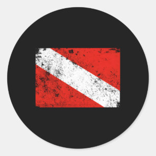 Sticker Rond Distressed Drapeau Plongée sous-marine plongée
