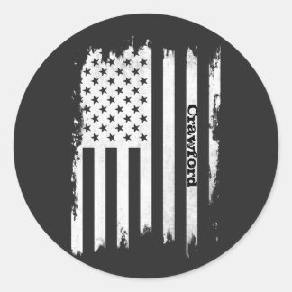 Sticker Rond Distressed USA Distressed White Strid Nom personna