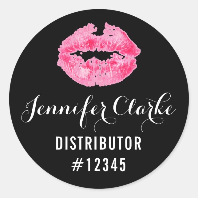 Sticker Rond Distributeur de bâton à lèvres rose Sceau d'emball (Devant)