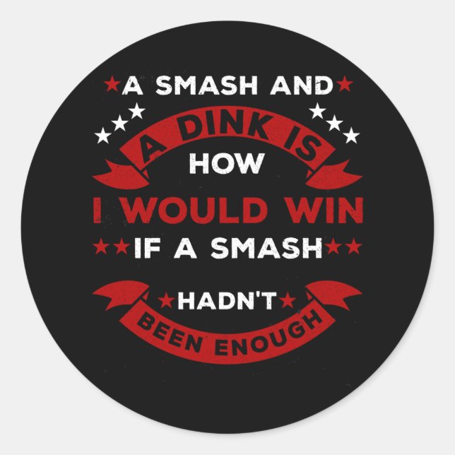 Sticker Rond Dit Funny Pickleball (Devant)