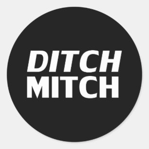 Sticker Rond "Ditch Mitch" noir blanc