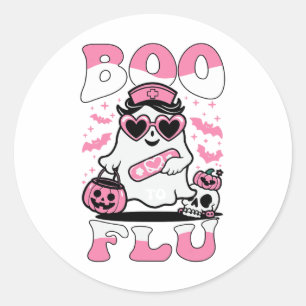 Sticker Rond Dites Boo Au Fou Infirmières Ghost Halloween Boo À
