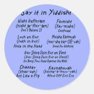 Sticker Rond Dites-le en bleu yiddish