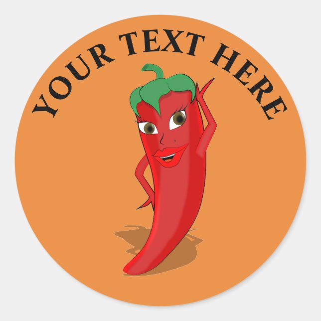 Sticker Rond Diva au Piment Rouge Chaud (Devant)