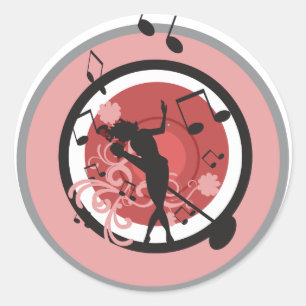 Sticker Rond diva de la musique vectoriel