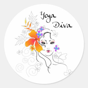 Sticker Rond Diva de yoga