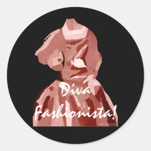 Sticker Rond Diva Fashionista En Neutral