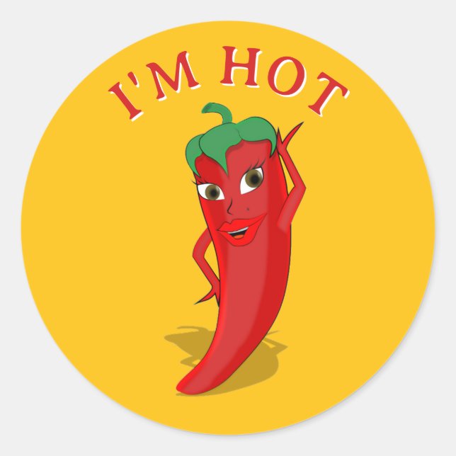 Sticker Rond Diva Piment Rouge Chaud Modifiable (Devant)