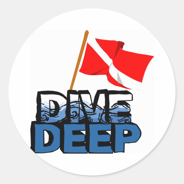 Sticker Rond Dive Deep SCUBA (Devant)
