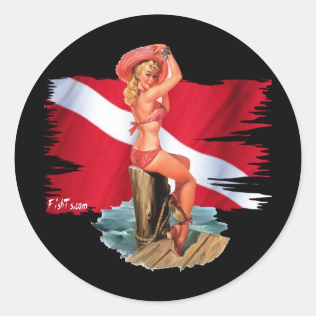 Sticker Rond DiveBabe par DiversDen (Devant)
