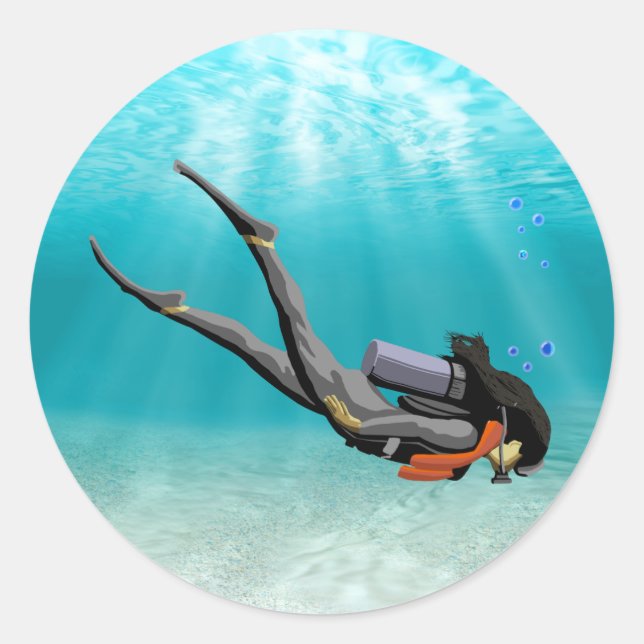 Sticker Rond Diver Female S.C.U.B.A. (Devant)