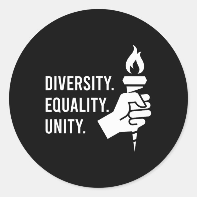 Sticker Rond Diversité. Égalité. Unité. Une féministe (Devant)
