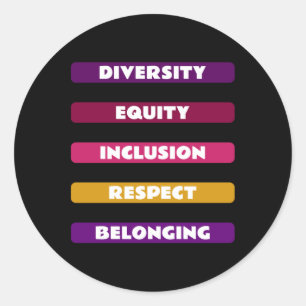 Sticker Rond Diversité Équité Inclusion Respect Appartenance Pa