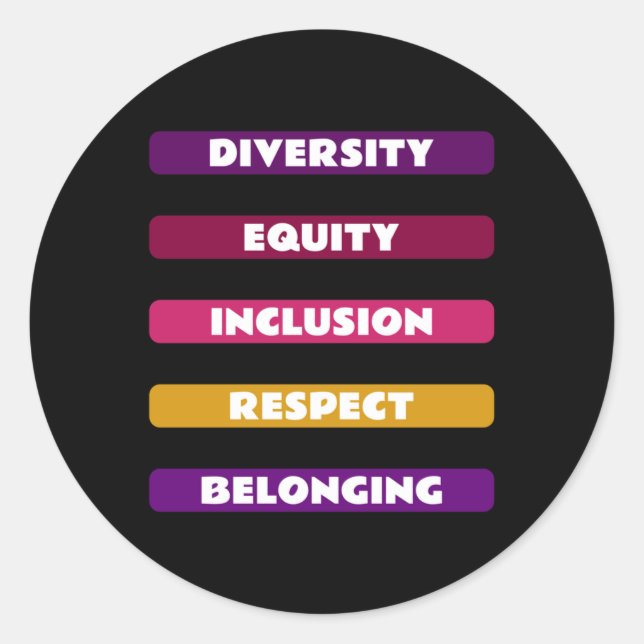 Sticker Rond Diversité Équité Inclusion Respect Appartenance Pa (Devant)