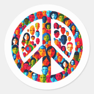 Sticker Rond Diversité pacifique Unité mondiale Conception des