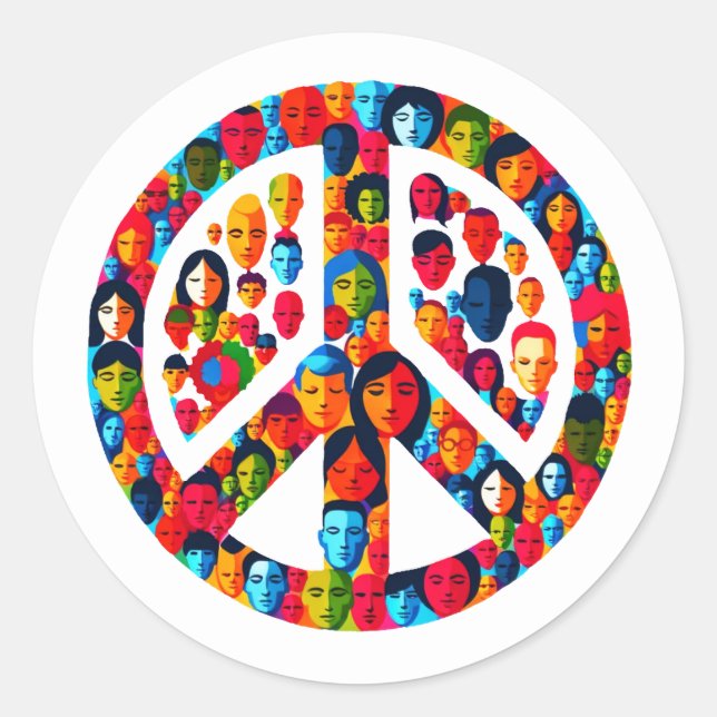 Sticker Rond Diversité pacifique Unité mondiale Conception des  (Devant)