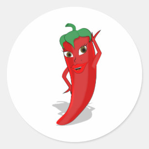 Sticker Rond Divine Piment Rouge Chaud