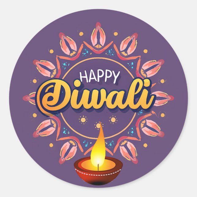 Sticker Rond Diwali avec profondeur (Devant)