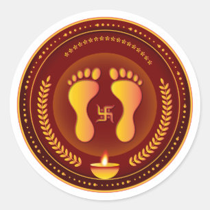 Sticker Rond Diwali de Lakshmi Charan dorée