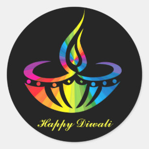 Sticker Rond Diwali - Lampe arc-en-ciel