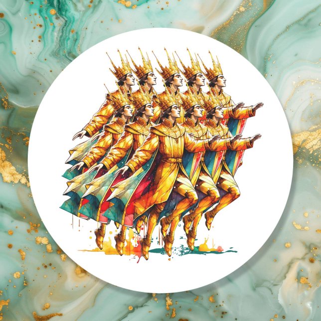 Sticker Rond Dix seigneurs à l'aube | Douze jours de Noël (Créateur téléchargé)