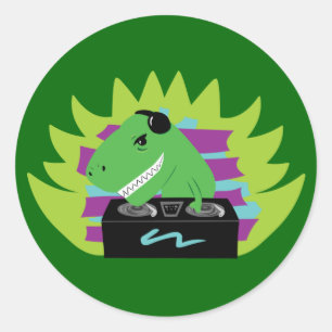 Sticker Rond Dj-asaurus Rex